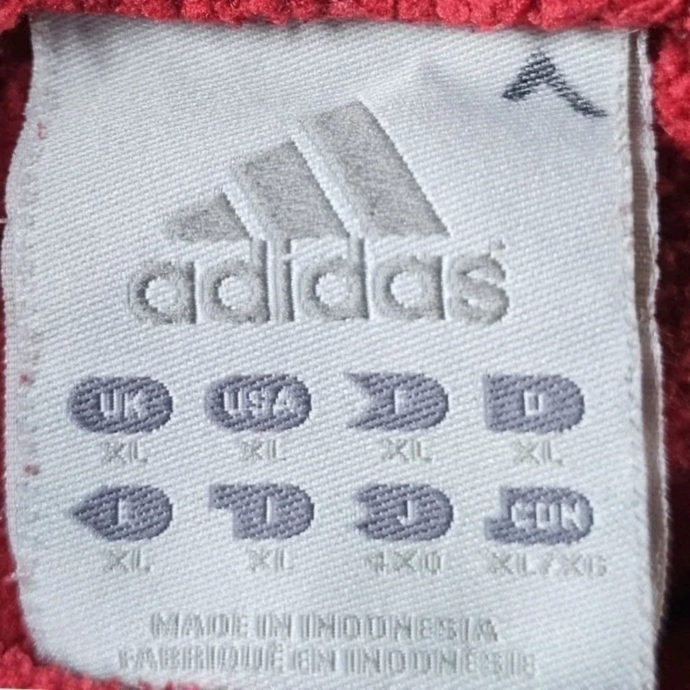 Vintage‎ Y2K Adidas Fleece Hoodie Mens XL Red Embroidered Logo Gorpcore